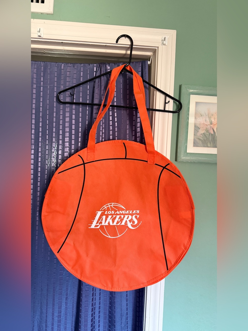 LA Lakers Large Basketball Shaped Tote Bag Orange Rare Giveaway 19in